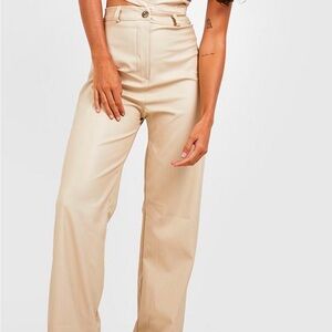 Boohoo Wide Leg Faux Leather Pants